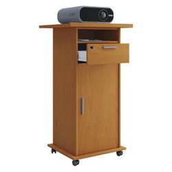 Media-Board VCM "VCM Holz Standschreibtisch ideal für Beamer oder Projektor mit Rollen und Tür Maße: H. 108 x B. 60 x T. 50 cm Pultfläche neigbar Schublade abschließbar - Neta" Gr. 60, braun (buche), B:60cm H:108cm T:50cm, Sideboards