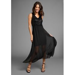 Cocktailkleid LAURA SCOTT, Damen, Gr. 34, N-Gr, schwarz, Obermaterial: 95% Polyester, 5% Elasthan. Rock: 100% Polyester, unifarben, feminin, figurbetont, Kleider, mit Pailletten im Oberteil