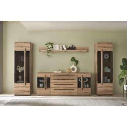 Wohnwand INOSIGN "Cantara, moderne Anbauwand, Wohnzimmer-Set, in Eiche Evoke oder Weiß", eiche evoke, B:340cm H:320cm T:42cm, Holzwerkstoff, Kastenmöbel-Sets, enthält zwei Vitrinen, ein Sideboard und ein Wandboard