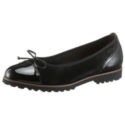 Ballerina GABOR, Damen, Gr. 39, schwarz, Lacklederimitat, Ziegenveloursleder, unifarben, klassisch, Schuhe, Flats, Chunky Slipper mit komfortablem Gummieinfass