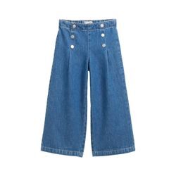 TOM TAILOR Mädchen Wide Leg Jeans mit Knopf-Details, blau, Uni, Gr. 110