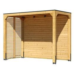 Karibu Pavillon mit 2 Seitenwänden 320 x 160 cm - Naturfarben - Massivholz