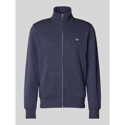 Regular Fit Sweatjacke mit Label-Stitching