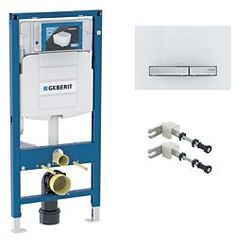 Geberit Duofix WC Montageelement Sigma Komplettset mit Sigma 50 Betätigungsplatte weiß/chrom, Bausatz Vorwandmontage