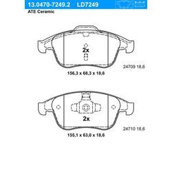 ATE Bremsbelagsatz, Scheibenbremse Ceramic vorne rechts links für RENAULT 440608746R 410607585R 410605055R 13.0470-7249.2