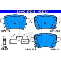 ATE Bremsensatz-Vorn und hinten Bremsensatz, Scheibenbremse vorne rechts links belüftet 308mm für FIAT VAUXHALL SAAB OPEL 1605252 5055389 93190227 SG0