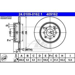 ATE Bremsensatz, Scheibenbremse hinten rechts links voll 260mm für SUZUKI FIAT MG ROVER HONDA 55800-80J02 55800-80J01 55800-80J00 1420-41799