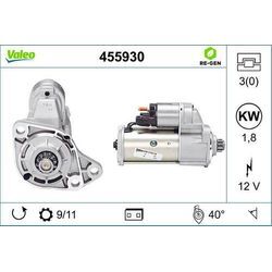 VALEO Starter REMANUFACTURED PREMIUM 12V für SKODA VW SEAT (FAW) AUDI MERCEDES-BENZ FORD 020911024AX 20911023RX 20911024C 460541