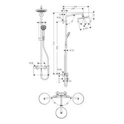 hansgrohe Croma Showerpipe 220mm 1jet 15l/min mit Thermostat, Chrom 27185000