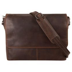 Messenger Bag X-ZONE, Damen, Gr. B/H/T: 40cm x 28cm x 8cm onesize, braun (cognac), Leder, glänzend, beschichtet, Taschen, echt Leder