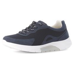 Keilsneaker GABOR ROLLINGSOFT, Damen, Gr. 37, blau (dunkelblau), Textil, Nubuklederimitat, unifarben, sportlich, Schuhe, Freizeitschuh, Halbschuh, Schnürschuh mit Wechselfußbett