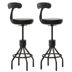 2er-Set Barhocker MCW-N22, Barstuhl, höhenverstellbar drehbar Fußablage, Industrial Stahl Kunstleder ~ schwarz