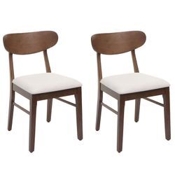 2er-Set Esszimmerstuhl MCW-M59, Küchenstuhl Stuhl, Stoff/Textil Massiv-Holz ~ dunkles Gestell, creme