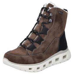 Winterboots RIEKER, Damen, Gr. 39, braun (braun, schwarz), Lederimitat, kontrastfarbene Details, sportlich, Schuhe, Schnürboots, Outdoorboots mit wasserabweisender riekerTEX-Membran