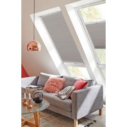 Dachfensterplissee SUNLINES "StartUp Style Honeycomb TL", grau (grau, weiß), B:117cm H:136,1cm, Obermaterial: 100% Polyester, Plissees, mit Führungsschienen