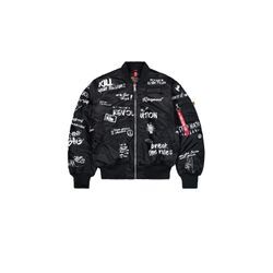 Bomberjacke ALPHA INDUSTRIES "Alpha Industries Men - Bomber Jackets MA-1 Peace", Herren, Gr. L, schwarz, Obermaterial: 100% Nylon, Futter: 100% Nylon, Füllung: 100% Polyester, Jacken