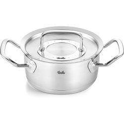 Bratentopf FISSLER "ORIGINAL-PROFI COLLECTION Bratentopf", silber (silberfarben), Ø:16cm, Töpfe, mit breitem Schüttrand, Kaltmetallgriffen. Made in Germany