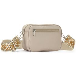 Umhängetasche LASCANA "Minibag", Damen, Gr. B/H/T: 19cm x 15cm x 8cm, grau (taupe), Polyester, unifarben, Taschen, Handtasche, Crossbody-Bag mit auswechselbaren Schulterriemen VEGAN