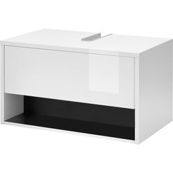 Waschbeckenunterschrank PLACES OF STYLE "Studio Line, Badschrank in Hochglanz Weiß, Waschtisch", grau (weiß, anthrazit), B:80cm H:44cm T:46cm, Schränke, in zwei Farben verfügbar, ausreichend Stauraum