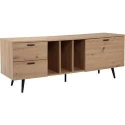 FineBuy, TV Möbel, Lowboard TV Schrank 150 cm Fernsehtisch Fernsehschrank Eiche Schubladen