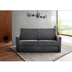 Schlafsofa PLACES OF STYLE "Goldpoint 162 cm, Dauerschläfer, Liegefläche 120/200cm", grau (anthrazit), B:162cm H:85cm T:100cm, Struktur weich: (100% Polyester), Luxus-Microfaser weich: (100% Polyester), Sofas, 2-Sitzer mit Bettfunktion, Bonell-Federkernmatratze