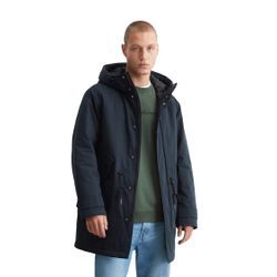 Langmantel MARC O'POLO DENIM "mit Wattierung von Unifi REPREVE", Herren, Gr. L, blau (true navy), Obermaterial: 62% Baumwolle, 38% Polyamid, unifarben, casual, regular fit, Langarm Manschette, Mäntel