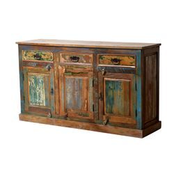 SIT Möbel RIVERBOAT Sideboard Altholz mit starken Gebrauchsspuren lackiert bunt