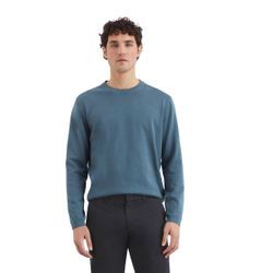 Rundhalspullover MARC O'POLO "aus reiner Bio-Baumwolle", Herren, Gr. L, grau (storm), Obermaterial: 100% Baumwolle, unifarben, casual, Rundhals, Langarm, Pullover