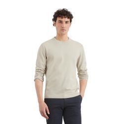 Rundhalspullover MARC O'POLO "aus reiner Bio-Baumwolle", Herren, Gr. L, grau (gray silk), Obermaterial: 100% Baumwolle, unifarben, casual, Rundhals, Langarm, Pullover