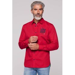 Langarmhemd CAMP DAVID, Herren, Gr. 4XL, Normalgrößen, rising rot, Material: 100% Baumwolle, bedruckt, bestickt, casual, figurbetont normal, Langarm 1-Knopf-Manschette, Hemden, aus Baumwolle