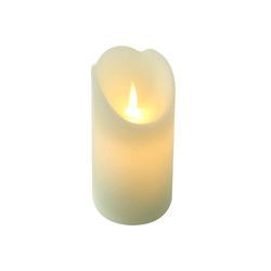 LED Rustik Echtwachs Kerze 15 cm Creme mit Timer