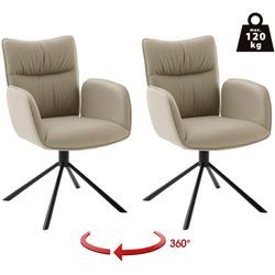 4-Fußstuhl MCA FURNITURE "MARIN Esszimmerstuhl (2er Set) - Stuhl", braun (cappuccino, schwarz), B:61cm H:91cm T:66cm, Polyester, Stühle, 360 drehbar, Metall schwarz, beweglichen Rücken, belastbar 120 kg