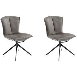 4-Fußstuhl MCA FURNITURE "NALON Esszimmerstuhl (2er Set) - Stuhl", grau (anthrazit, schwarz), B:53cm H:88cm T:62cm, Polyester, Stühle, 360 drehbar, Schwingfunktion, Metall, Veloursoptik, belastbar 120 kg