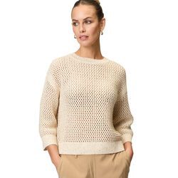 Strickpullover ZERO "zero Grobstrickpullover mit Glitzer", Damen, Gr. 34, creamgold, Strick, Obermaterial: 38% Polyester, 37% Baumwolle, 25% Polyacryl. Ärmelfutter: ohne Futter., casual, normal, hoch geschlossener Ausschnitt, 3/4-Ärmel weit Bündchen mit Gummizug, Pullover, weiteres Detail