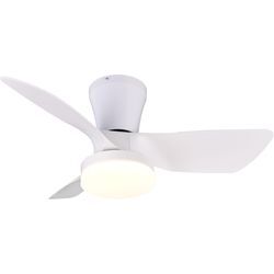 REALITY LEUCHTEN LED Deckenleuchte "RANDERS mit Ventilator, Deckenventilator mit Licht inkl Fernbedienung", weiß (weiß matt), 1 flammig, Ø 76,0cm H: 26,0cm,, Lampen, 6 Geschwindigkeiten Timer Vor- & Rücklauf LED dimmbar CCT Nachtlicht