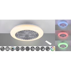 REALITY LEUCHTEN LED Deckenleuchte "Stralsund Deckenventilator", grau (dunkeltitanfarben), Ø 50,0cm H: 16,8cm, Lampen, Deckenlampe, Ventilator 3 Stufen, Fernbed. Lichtfarbe einstellbar RGBW