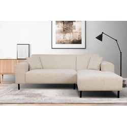 Ecksofa HOME AFFAIRE "ARROS L-Form mit Wellenunterfederung, Maße B/T/H: 235/163/81 cm", beige (creme), B:235cm H:81cm T:163cm, 100% Polyester, Sofas, incl. Zierkissen, mit Recamiere rechts/links bestellbar, auch in Cord