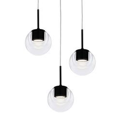 kdln LED-Hängelampe Dew, schwarz, 3-flammig, Ø 25 cm
