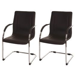 2er-Set Esszimmerstuhl Perm, Freischwinger Küchenstuhl Lehnstuhl Stuhl, Stahl ~ braun