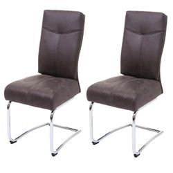 2er-Set Esszimmerstuhl MCW-G56, Küchenstuhl Freischwinger Stuhl, Textil Wildleder-Optik ~ grau