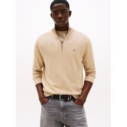 Strickpullover TOMMY JEANS "TJM SLM ESS LIGHT ¼ ZIP SWTR EXT", Herren, Gr. 4XL, silt, Strick, Obermaterial: 100% Baumwolle, unifarben, casual, regular fit normal, Rundhals, Langarm eingesetzt Rippstrickbündchen, Pullover, Mit Rundhalsausschnitt