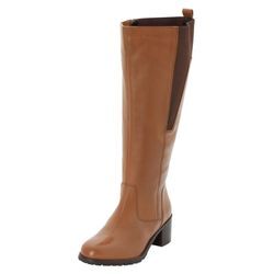 Weitschaftstiefel aus Leder mit Stretch-Einsatz, cognac, Gr.38