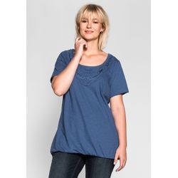 T-Shirt mit Spitze, rauchblau, Gr.52/54