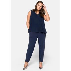 Jumpsuit im Lagenlook mit Chiffon-Oberteil, marine, Gr.56