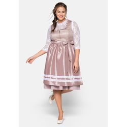 Dirndl 3-teilig mit Schürze und Spitzenbluse, zartrosa, Gr.46