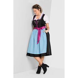 Dirndl mit Schürze und Bluse 3tlg., schwarz-türkis, Gr.56