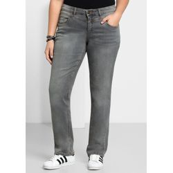 Gerade Jeans mit Used-Effekten, grey Denim, Gr.100