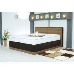 Boxspringbett WESTFALIA SCHLAFKOMFORT, braun (braun, dunkelbraun), B:104cm L:216cm, Bezug von Kopfteil und seitliche Einfassung von Unterbau aus kuschelweichem und strapazierfähigem Microfaser (100% Polyester), Bezug der Obermatratze: 100% Polyester, Diolenwatte und Vlies aus 100% Polyester, Komplettbetten, Boxspringbett