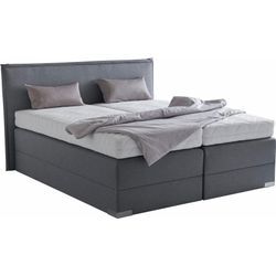 Boxspringbett, grau (anthrazit), Liegefläche B/L: 180cm x 200cm, H3, Bonnell-Federkernmatratze, Bettrahmen und seitliche Einfassung Unterbox und Obermatratze: Fein-Strukturstoff (77% Polyester, 23% Viskose)., Spiegelfläche der Matratzen: 100% Polyester, WESTFALIA SCHLAFKOMFORT, Komplettbetten, Boxspringbett