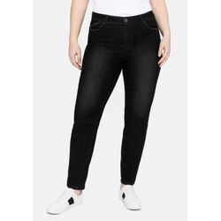 Slim Jeans mit vorverlegter Teilungsnaht, black Denim, Gr.42